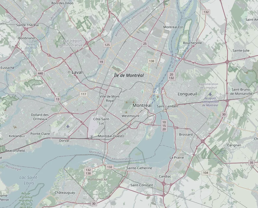 Map of Greater Montréal with our six towns