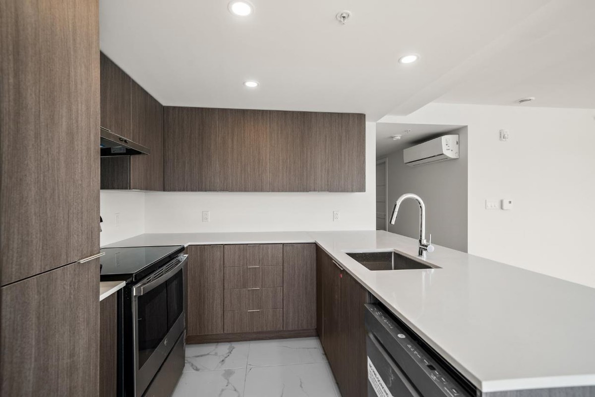Kitchen with induction hob and dishwasher