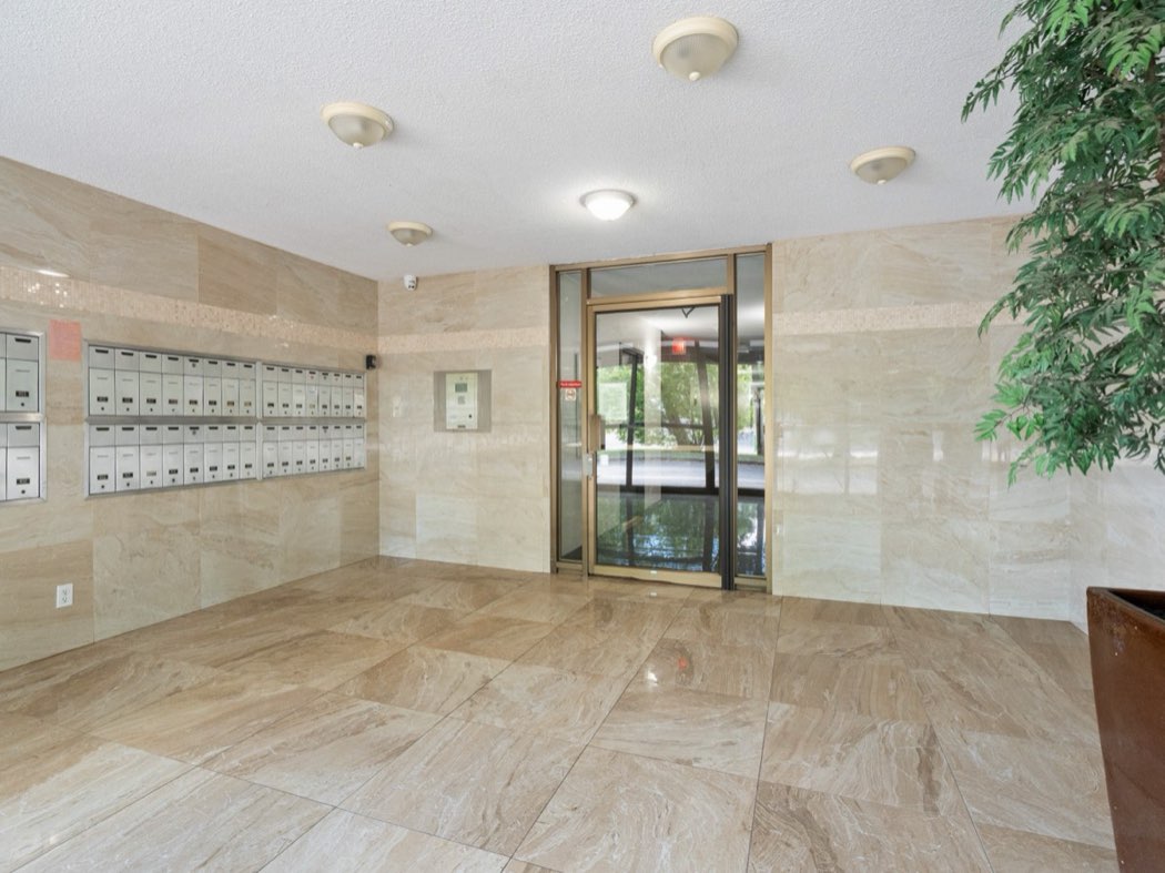 The entrance lobby and letterboxes