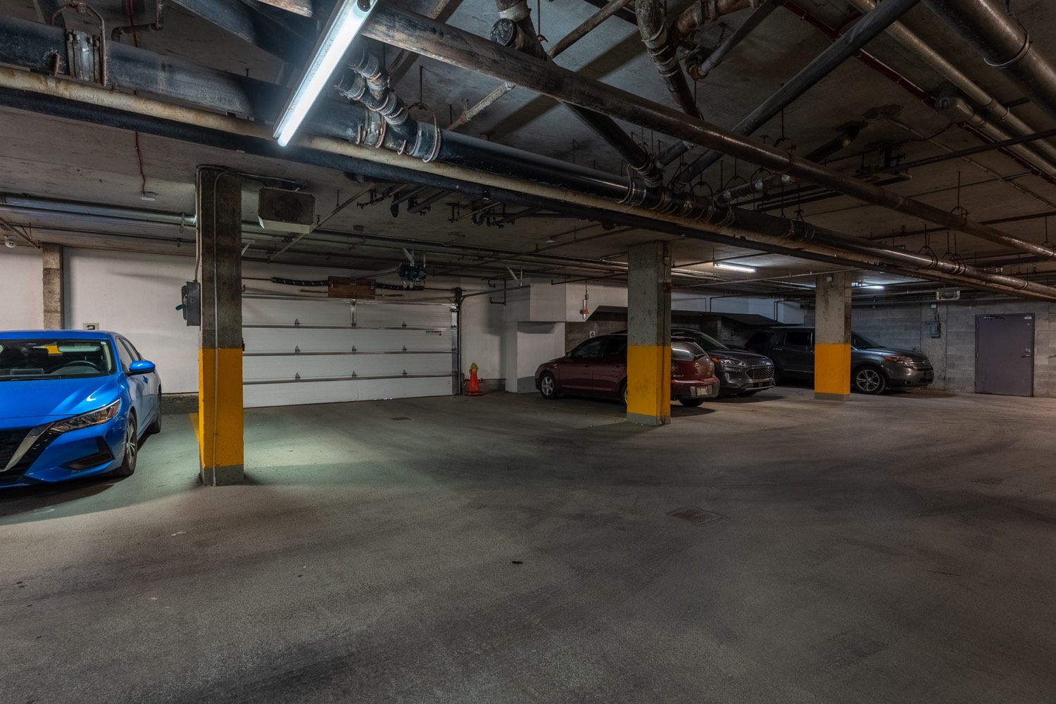 The indoor parking garage