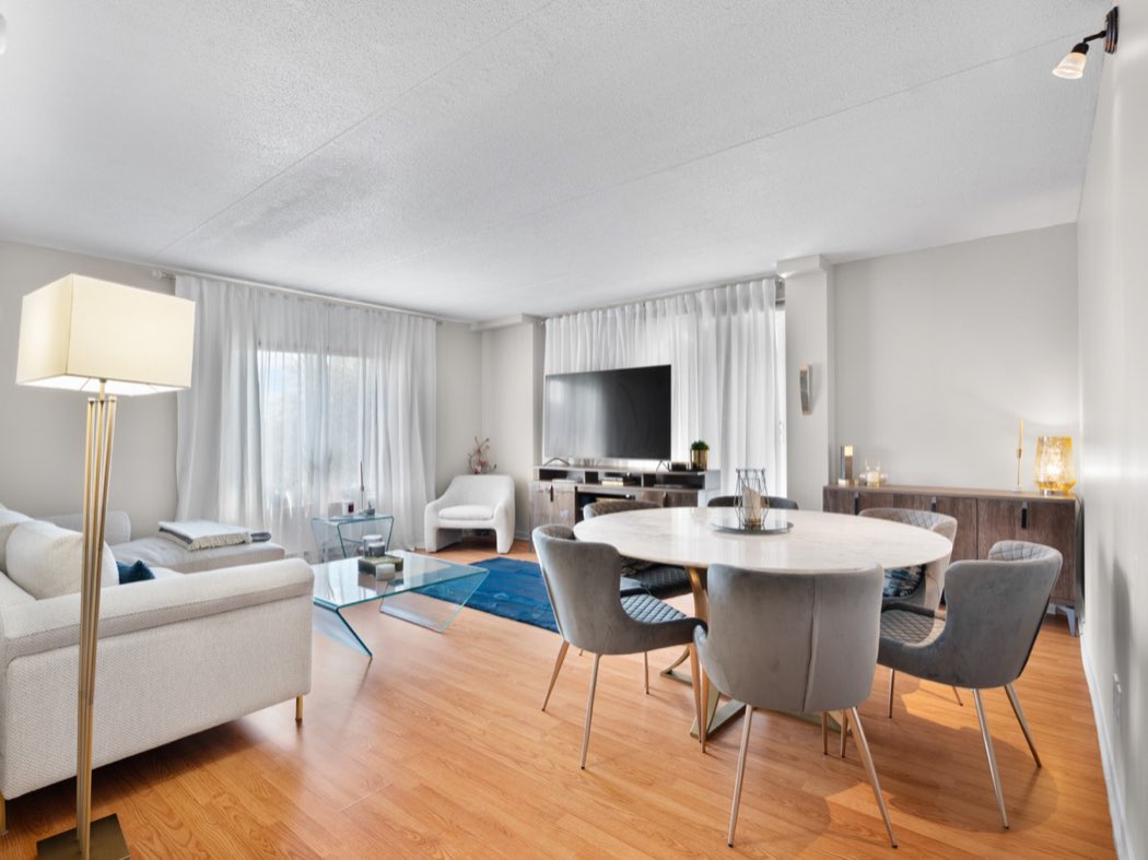 Staged living and dining area