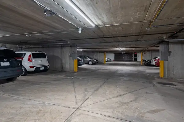 The indoor parking garage