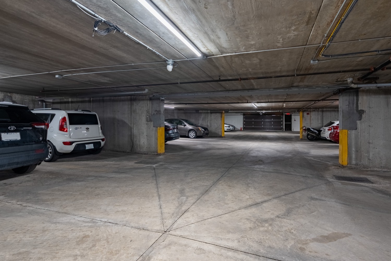 The indoor parking garage