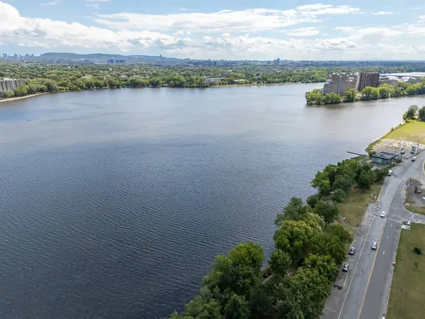 The river and the road beside it, from the air.