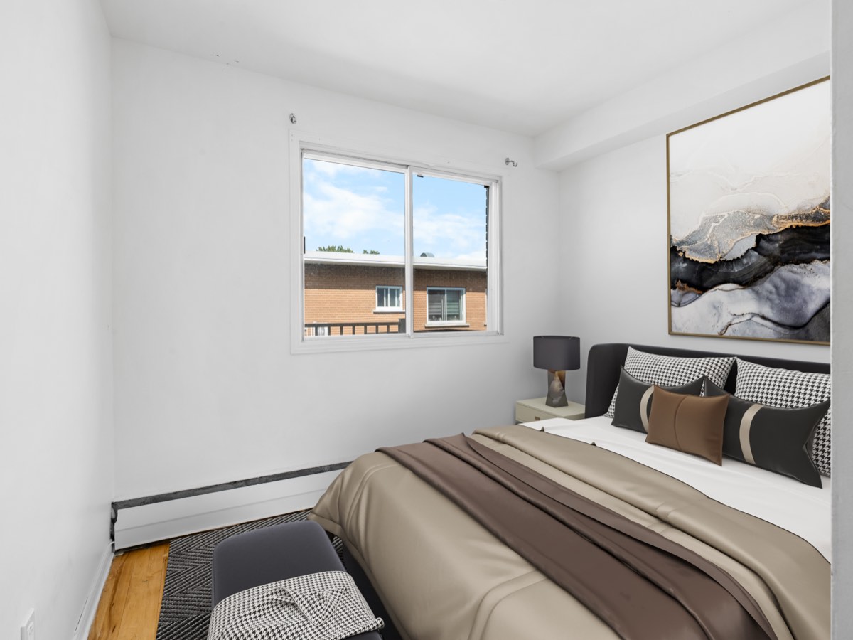 Staged bedroom with double bed
