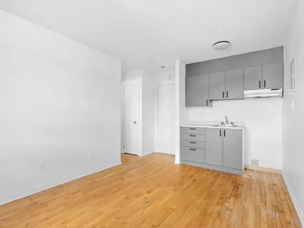 Open kitchen with hardwood floors
